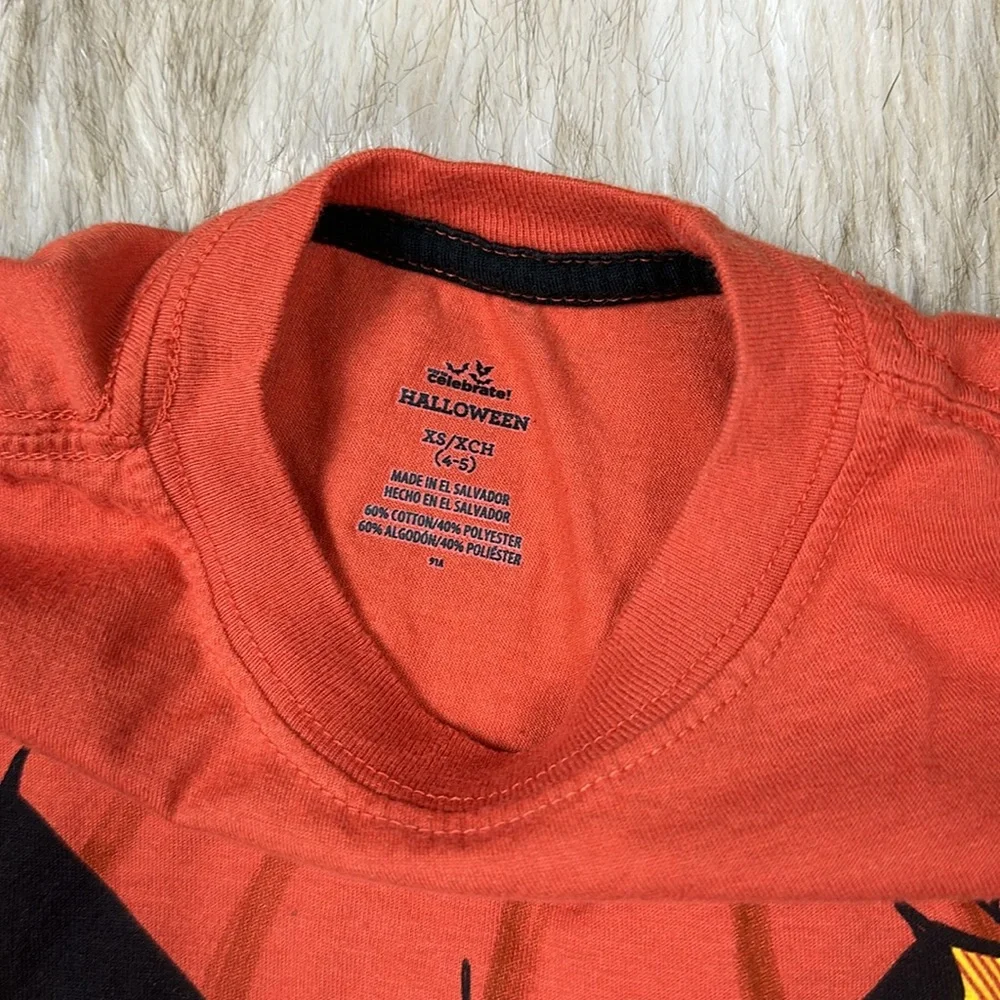 Celebrate Halloween Pumpkin Face T-Shirt Orange Kids XS 4/5